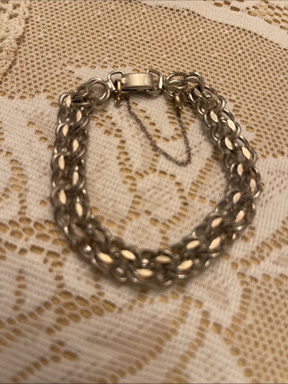 Women's Vintage Sterling Silver Multi-Row Charm Bracelet